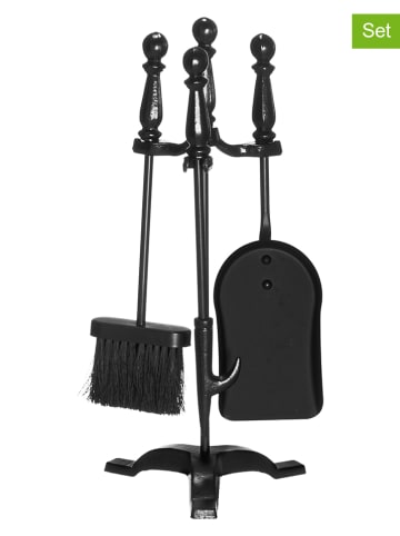4tlg. Kaminbesteck-Set in Schwarz - (H)46 cm - Ø 18 cm