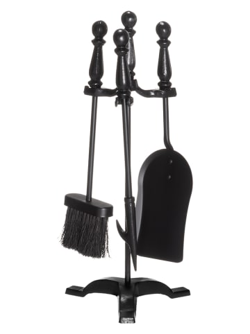 4tlg. Kaminbesteck-Set in Schwarz - (H)46 cm - Ø 18 cm