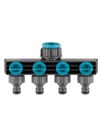 4-Wege-Verteiler in Blau/ Silber - (B)22 x (H)17 x (T)6 cm