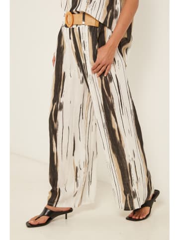 Hose "Marlene" in Creme/ Braun