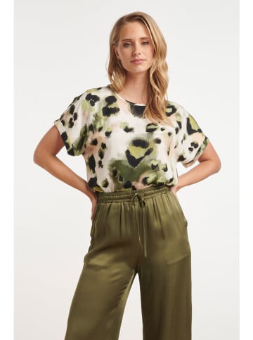 Bluse in Creme/ Grün