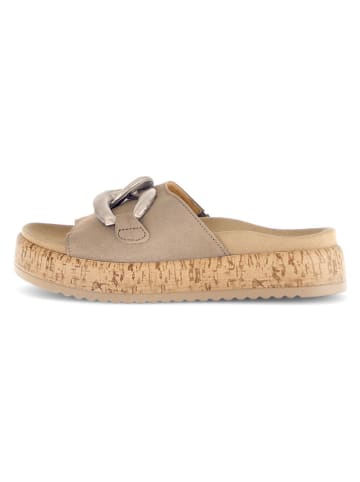 Leren slippers taupe