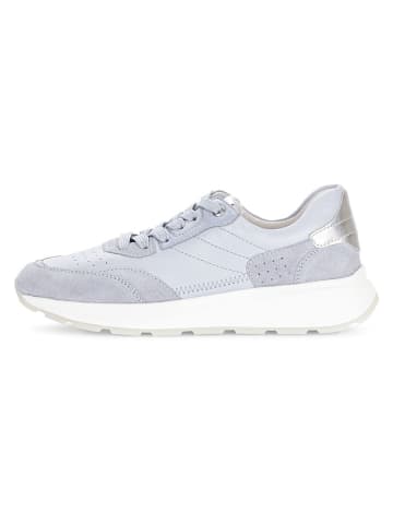 Leren sneakers lichtblauw/zilverkleurig