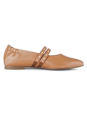 Leren ballerina's lichtbruin
