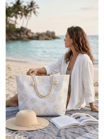 Torba plażowa w kolorze białym - 56 x 35 x 15 cm
