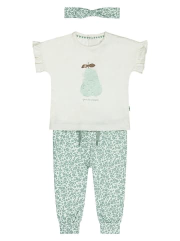 3-delige outfit crème/turquoise