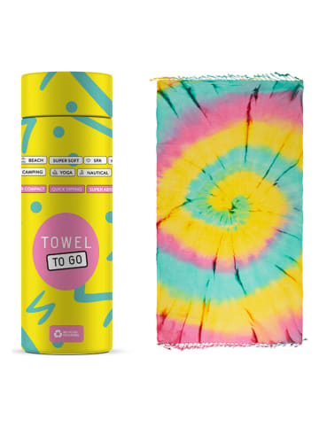 Ręcznik plażowy "Tie Dye" w kolorze żółto-turkusowym - 180 x 100 cm