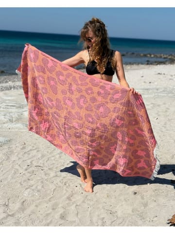 Strandtuch "Towel To Go - Neon Safari" in Rosa - (L)180 x (B)100 cm