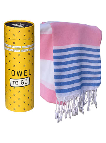 Strandtuch "Towel To Go - Marine" in Rosa/ Blau - (L)180 x (B)100 cm