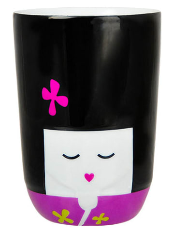 Becher in Schwarz/ Lila - (H)10,8 x Ø 8 cm