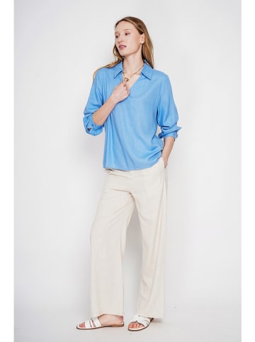 Leinen-Bluse in Hellblau