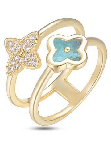 Vergulde ring met edelstenen