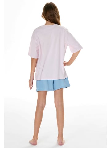 Pyjama in Rosé/ Hellblau