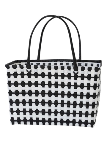 Shopper bag "Jolie" w kolorze czarno-białym - 42 x 28 x 23 cm