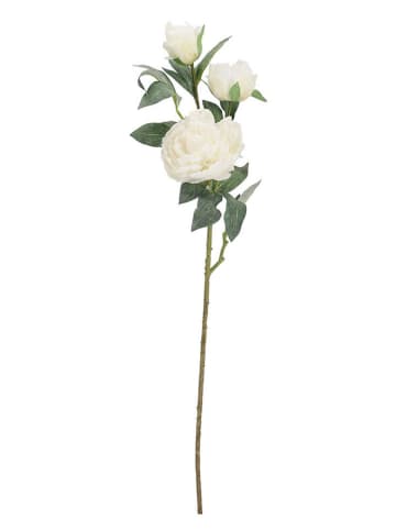 Sztuczna gałązka ''Peony Evalyn'' w kolorze zielono-białym - dł. 90 cm