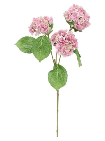 Sztuczna gałązka w kolorze zielono-jasnoróżowym - dł. 82 cm