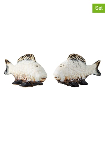 2-częściowy zestaw "Chase" w kolorze biało-brązowym - wys. 4,5 cm