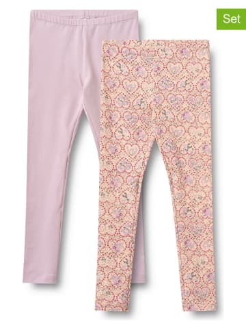 Legginsy (2 pary) "Jules" w kolorze jasnoróżowym i pomarańczowym