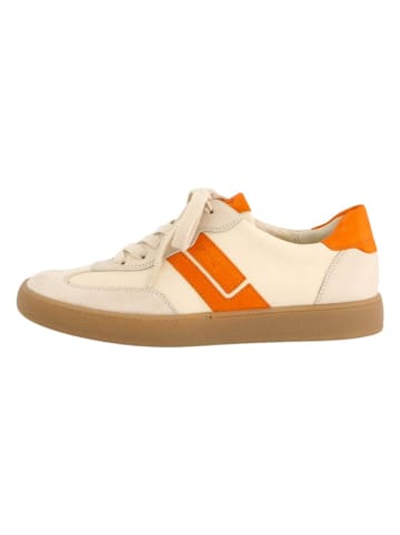Skórzane sneakersy w kolorze kremowo-pomarańczowym