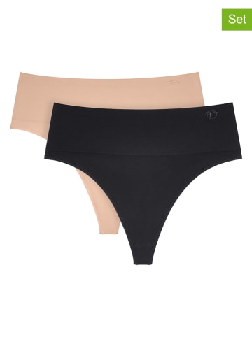 Stringi (2 pary) "Soft Sculpt" w kolorze czarnym i beżowym