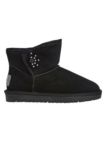 Leder-Winterboots in Schwarz/ Schwarz