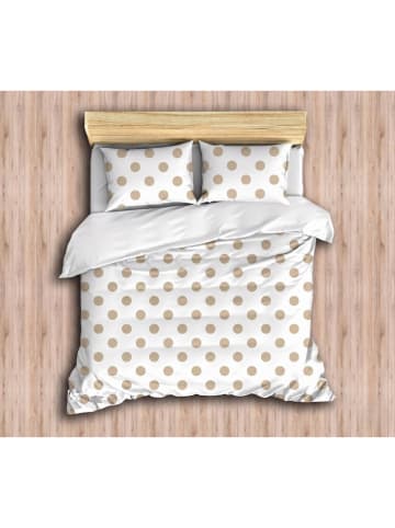 Bettwäsche-Set "Points" in Weiß/ Beige