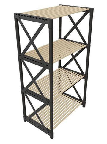 Standregal in Schwarz/ Beige - (B)54 x (H)105 x (T)37 cm