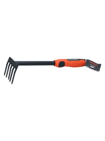 Fünfzahn-Rechen in Orange/ Schwarz - (H)31 cm