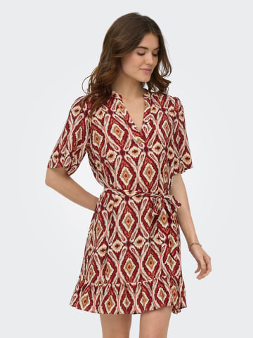Kleid in Hellbraun/ Rot