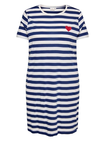 Jurk wit/donkerblauw