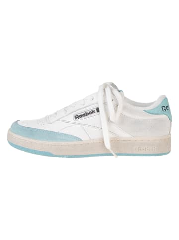 Leren sneakers "Club C Vintage" wit/lichtblauw