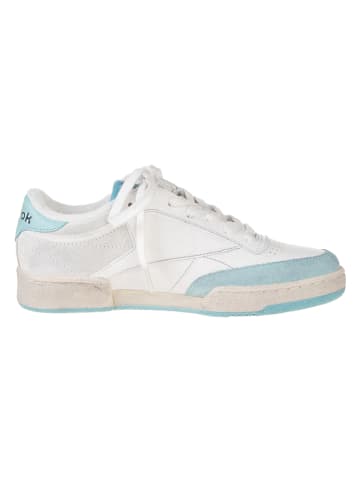 Leren sneakers "Club C Vintage" wit/lichtblauw