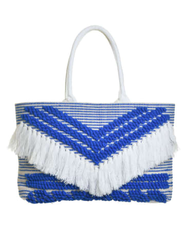 Shopper in Weiß/ Blau - (B)55 x (H)34 cm