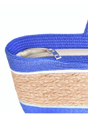 Shopper in Beige/ Blau - (B)48 x (H)30 x (T)14 cm