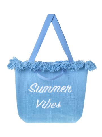 Shopper bag w kolorze błękitnym - 50 x 34 x 10 cm