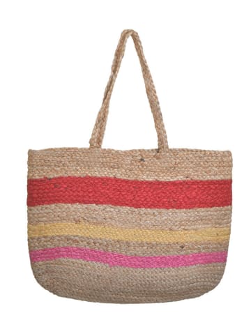 Shopper beige/rood - (B)45 x (H)30 x (D)15 cm