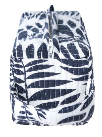 Kosmetiktasche in Weiß/ Dunkelblau - (B)22 x (H)10 x (T)10 cm