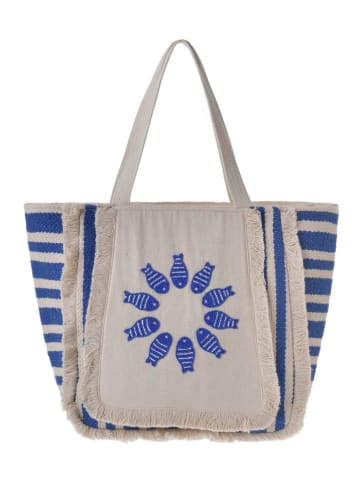 Schultertasche in Creme/ Blau - (B)32 x (H)29 x (T)15 cm