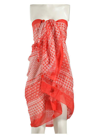 Sjaal rood/wit - (L)180 x (B)100 cm