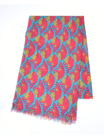 Schal in Pink/ Blau/ Orange - (L)180 x (B)100 cm