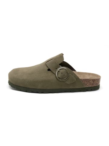 Leder-Clogs in Grün