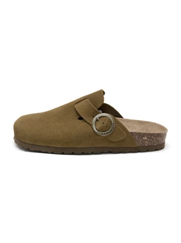 Skórzane chodaki w kolorze khaki