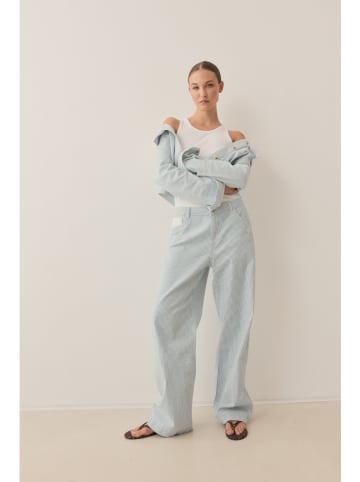 Spijkerbroek "Judy" - wide leg - lichtblauw/wit