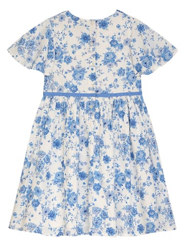 Jurk "Flora" crème/blauw