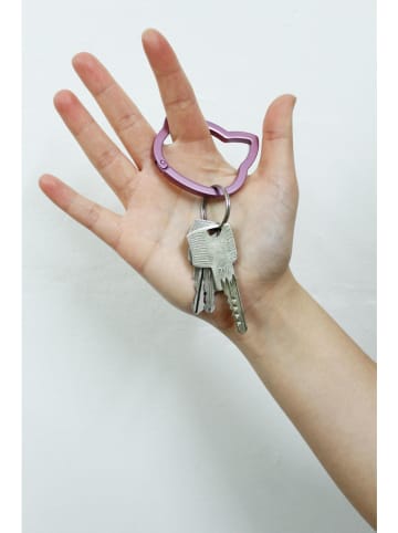 2er-Set: Karabiner ''Katzen'' in Lila/ Türkis - (L)6 x (B)6 cm