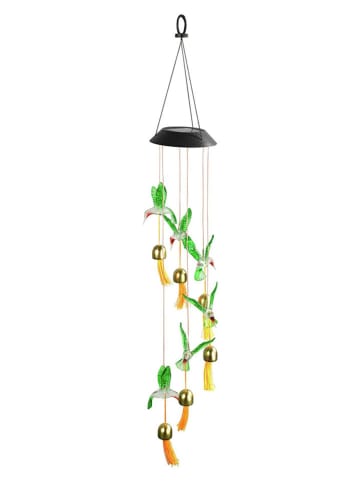 LED-Solar-Windspiel "Kolibris" in Gelb/ Grün - (L)12,5 x (B)12,5 x (H)78 cm