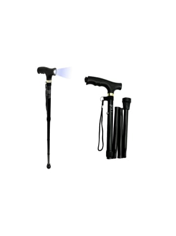 Faltbarer LED-Gehstock in Schwarz - (H) 30 cm