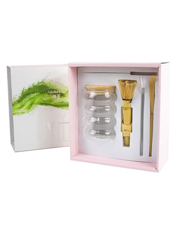 3tlg. Matcha-Set in Hellbraun/ Transparent