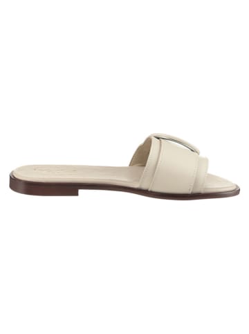 Leder-Pantoletten in Creme