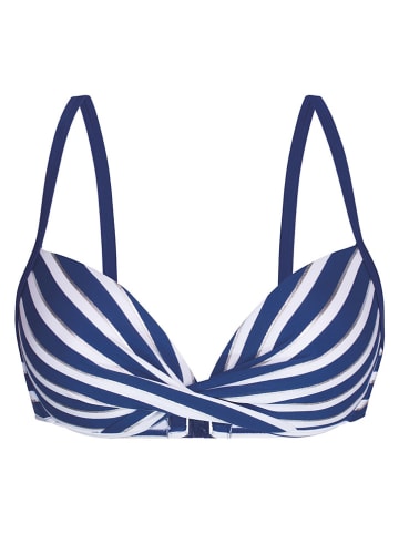 Bikini-Oberteil in Weiß/ Dunkelblau